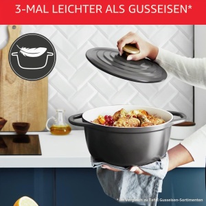 Vas de cuptor Tefal E2558904, 30 cm, din aluminiu, cu capac, antiaderent - Img 3