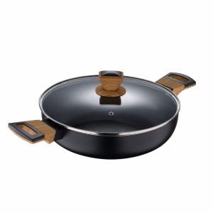 Vas de gatit BERGNER Earth Black 28 cm cu capac, aluminiu, negru