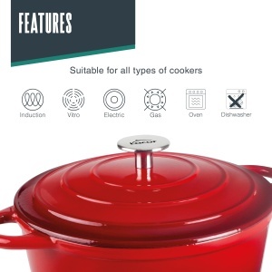 Vas de gatit din fonta Lacor 71730, 2.5 litri, 20 cm, emailat - Img 5