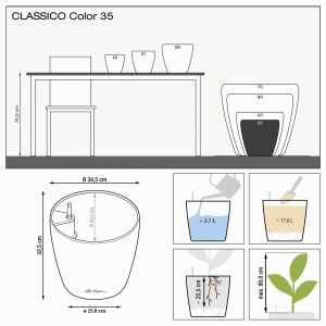 Vaza cu sistem de udare Lechuza CLASSICO Color, Schiefergrau, 35 x 35 x 33 cm - Img 3