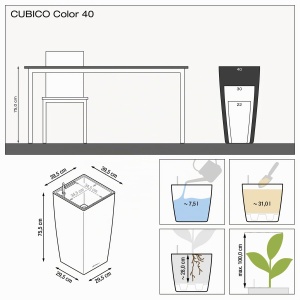 Vaza Lechuza Cubico Color 40, Schiefergrau, 31L, cu Sistem de Udat - Img 3