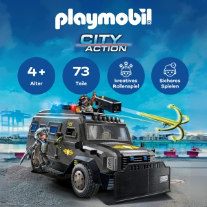 Vehicul de interventie Playmobil 71144 SWAT cu lumini si sunete 73 piese - Img 2