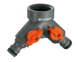 Ventil de apa Gardena 2-Wege, G1, pentru 2 dispozitive, din plastic durabil