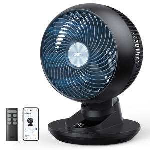 Ventilator de birou DREO cu oscilatie 3D, 22 dB silentios, 9 viteze, control prin aplicatie