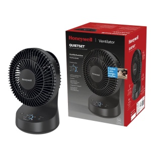 Ventilator de masa oscilant Honeywell QuietSet HTF337BE, 5 trepte, negru