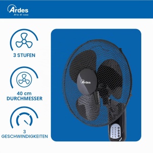Ventilator de perete Ardes AR5W40R, 50W, 40 cm, negru, cu telecomanda - Img 4