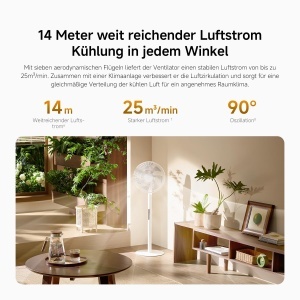 Ventilator inteligent vertical XIAOMI Smart Standing Fan Pro Slim, 14 m, 8,7 cm, telecomanda - Img 5