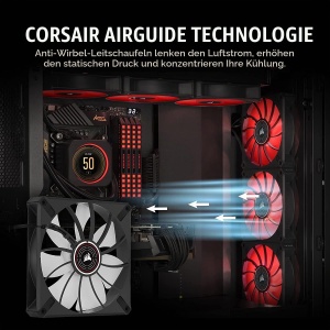 Ventilator PC Corsair ML140 LED ELITE, 140mm, 1600 RPM, LED rosu - Img 3