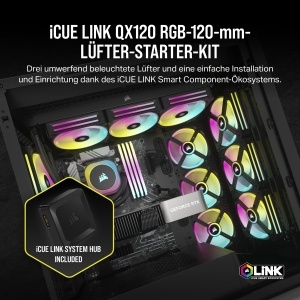 Ventilator RGB CORSAIR iCUE LINK QX120, 120mm, 3 buc, Negru - Img 2