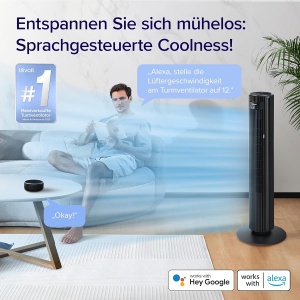 Ventilator torret Levoit Smart APP, 106 cm, 7,9 ms, negru - Img 2
