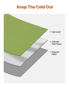 VEVOR Campingdecke SS-LYTJZ-01 2x15m Fleece Poliester Impermeabila Verde Army - Img 5