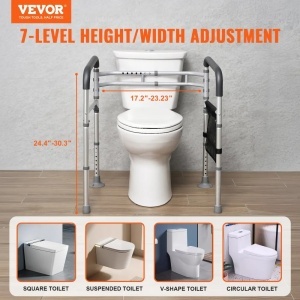 VEVOR FBL900631 Cadru de Siguranta pentru Toaleta 136 kg Aluminiu Rezistent - Img 2