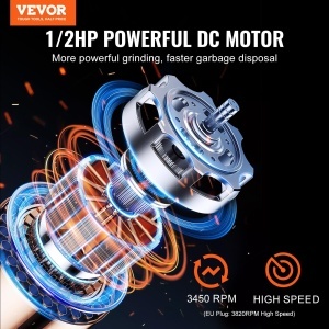 VEVOR JW-301 Tocator de Resturi Alimentare 12 PS Motor DC 3820 RPM Sistem EZ-Mount - Img 2