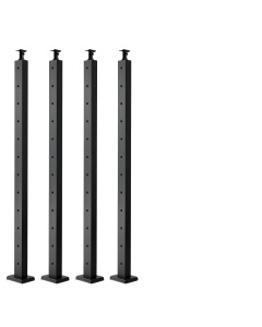 Vevor Set 4 Stalpi Balustrada SUS304 Negru 1067 mm Gauri Orizontale
