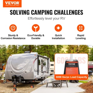 VEVOR Trailer Jack Block RV Accesorii de calatorie, pachet de 4 cricuri cu capacitate de 2721 kg per bloc de nivelare RV, pentru fiecare cric, stalp, picior si roata - Img 2