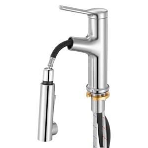 Vevor Waschtischarmatur Apa calda si rece Nickel periat Cu functie de dus extensibil