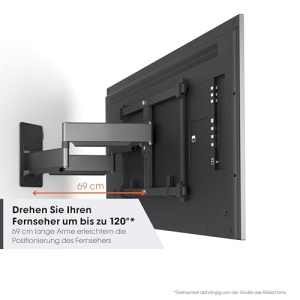 Vogel's TVM 5857 - Suport de perete TV extrem de stabil, pivotant, cu brate duble pentru televizoare mari si grele de pana la 100 inchi si 75 kg, testat TUV, pivotant pana la 120deg, max. VESA 600x400, universal - Img 4