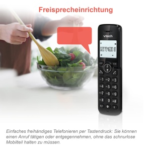 VTech CS2051 Telefon fara fir cu robot telefonic si 2 telefoane, Mod ECO+, Telefon pentru seniori Blocarea apelurilor telefonice fixe, Functie hands-free, Butoane mari, Afisaj cu 1 linie, Negru - Img 8