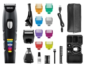 Wahl Color Trim Advanced Multigroomer, piepteni de ghidare inovatori cu coduri de culori, 240 de minute de functionare, incarcator USB, ideal pentru sala si calatorii, lame cu precizie