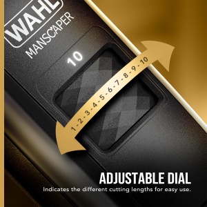 WAHL Manscaper Lithium Bar & Body Trimmer, Trimmer complet impermeabil, Insertie umeda/uscata, LED cu tehnologie Smart Trim, Kituri de taiere cu cap sferic Safe Touch, Reincarcabil, Negru - Img 3