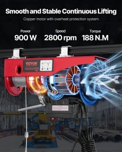 Winch electric VEVOR PA600, 600 kg, 100 m telecomanda, 12 m inaltime ridicare - Img 4