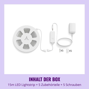 WiZ RGB LED Lightstrip - 15m, personalizabil, 16M culori + alb, moduri de lumina presetate, se conecteaza la Wi-Fi, control vocal/aplicatie, functioneaza cu Google Home, Alexa si HomeKit - Img 6