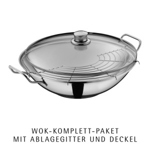 Wok din inox WMF Party Taiwan 36 cm, cu capac si gratar - Img 2