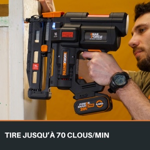 WORX WX841.9 Nitro 20V Capsator cu acumulator Calibru 16 | Cuie fara fir | Pistol de cuie alimentat cu baterii cu ameliorare a blocajelor fara unelte | PowerShare, numai instrument - Img 3
