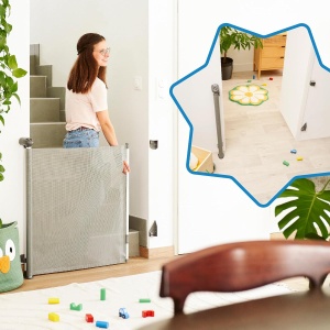 Zarva de siguranta Badabulle Safe Roll, extensibila pana la 140 cm, gri - Img 5