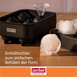 Zenker Eiswurfelformer Totenkopf Set 4 Forme Halloween Silikon Negru - Img 7