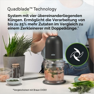 Zerkleinerer Braun MultiPractic 3 CH3011BK, 500W, 4 cutite inox, negru - Img 4