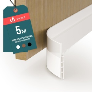 Zugluftstopper VOUNOT 500cm, Dedicat Usilor, Alb, Autoadeziv