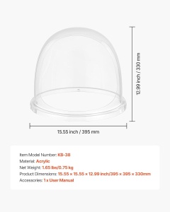 Acoperire pentru masina de zahar VEVOR KB-38, 15 inch, acril transparent - Img 7