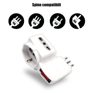 Adaptator multiplu V-TAC cu 3 prize, comutator, 1016 A, alb - Img 3