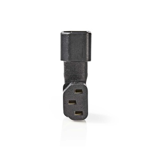 Adaptator NEDIS IEC-320-C13 la IEC-320-C14, Abgewinkelat, PVC, Negru