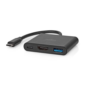 Adapter Multi-Port Nedis USB 3.2 Gen 1, HDMI 4K, USB-AUSB-C, 0.10 m, Negru