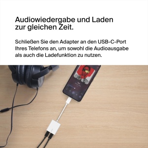 Adaptor audio si incarcare USB-C Belkin RockStar, 60W, alb - Img 2