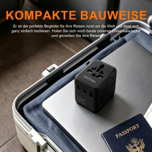 Adaptor de calatorie GRIFEMA 5 in 1 cu 2 USB C, 20W PD, compatibil global - Img 7