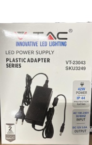Adaptor V-TAC 12V 42W 3,5A pentru camere si LED-uri, Euro Stecker