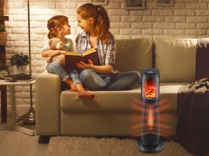 Aeroterma ceramica BEPER P203TER010 2000W telecomanda LED efect flacara Negru - Img 6
