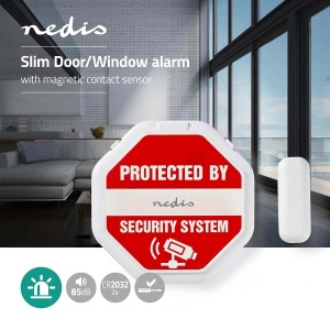 Alarm pentru feronerie Nedis, ultradun, alb, cu senzor magnetic, 2 baterii CR2032 - Img 2