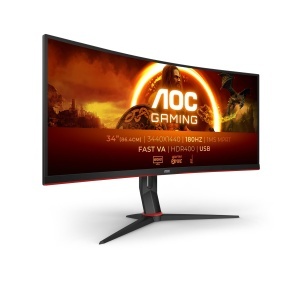 AOC Gaming CU34G2XPD - Monitor curbat WQHD de 34 inchi 180 Hz VA rapid 1 ms GTG FreeSync Premium HDR400 suport reglabil pe inaltime 3440 x 1440 HDMI D - Img 1