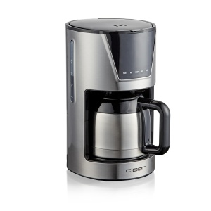Aparat de cafea cu filtru cloer pentru 10 cani, functie de mentinere calda, ulcior de vid, lingura de masurare, indicator de nivel al apei, auto. Oprire, ecran tactil LCD, cronometru, dimensiunea filtrului 1 x 4, 800 W, otel inoxidabil