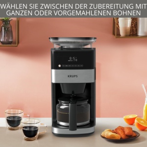 Aparat de cafea Krups KM8328 Grind Aroma cu rasnita | Cronometru de 24 de ore | Recipient de 180 g fasole | Capacitate de 1,25 L pentru pana la 15 cesti de cafea | Functie de oprire automata | 3 macinari | Negru - Img 6