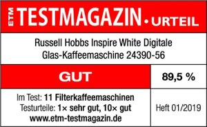 Aparat de cafea Russell Hobbs [temporizator digital, cap de dus pentru extractie si aroma optime] Inspire White (max 10 cani, ulcior de sticla de 1,25 l, placa de incalzire, 1100 W) Filtru de cafea 24390-56 - Img 8