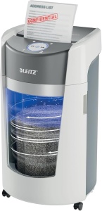 Aparat de distrus documente Leitz IQ OptiMax P5, 35L, alb, 120 min, 12-10 foi