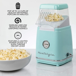 Aparat de facut popcorn Nostalgia CLHAP12AQ Retro Design Air Popper 12 Cupe Aqua - Img 2