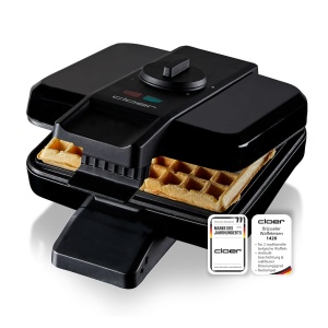 Aparat de facut vafe Cloer 1420, 1000 W, 2 Wafe, Antiaderent, Negru