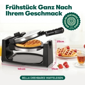Aparat de facut waffles Bella, rotativ, 1000W, cu plite antiaderente - Img 2