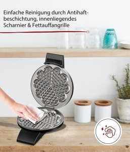 Aparat de facut waffles Cloer 1620, 930 W, 15,5 cm, negru - Img 4
